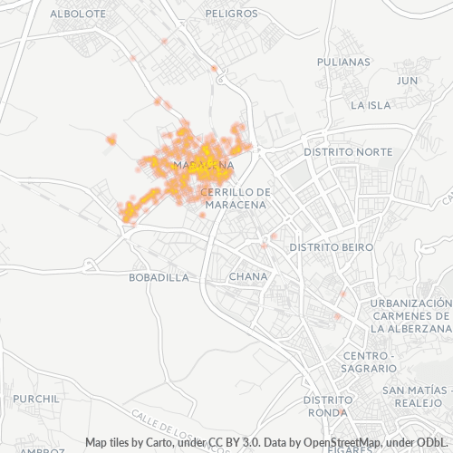 Mapa de calor para código postal 18200