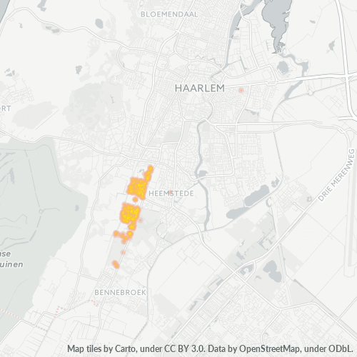 Heatmap voor postcode 2105