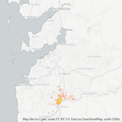 Mapa de calor para código postal 36700