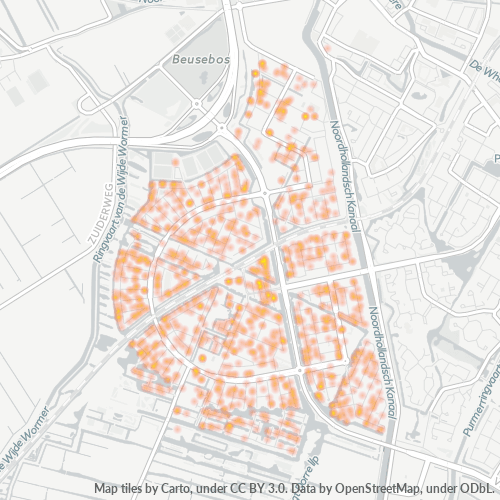 Heatmap voor postcode 1448