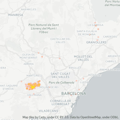 Mapa de calor para código postal 08757