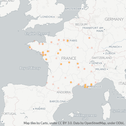 Carte de chaleur pour code postal 97180
