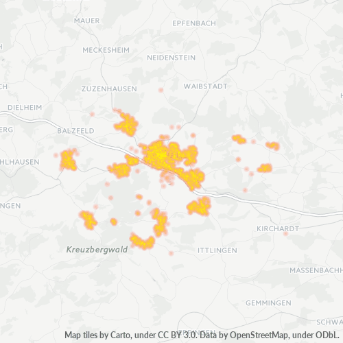Heatmap für plz 74889