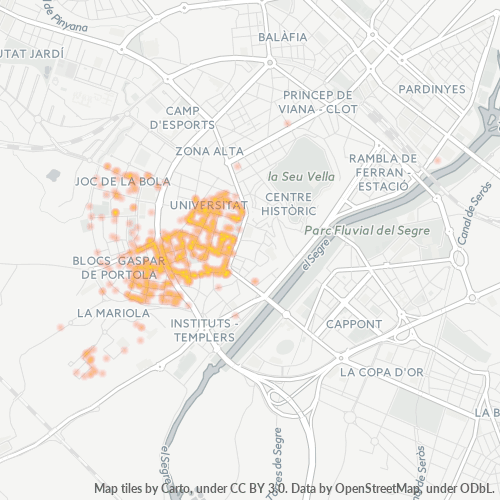Mapa de calor para código postal 25003