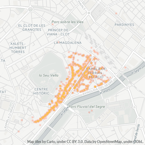 Mapa de calor para código postal 25007