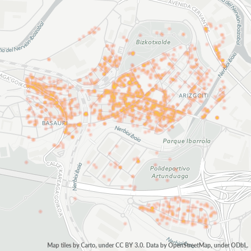 Mapa de calor para código postal 48970