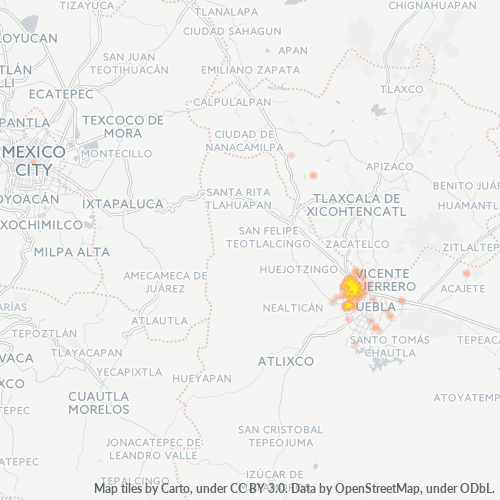 72730 Mapa de calor de densidad empresarial