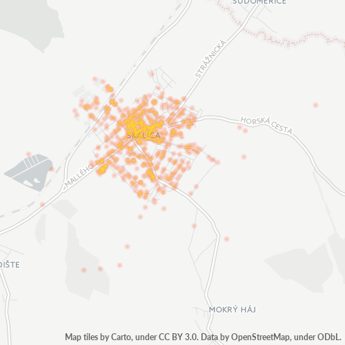 909 01 Teplotná mapa obchodnej hustoty
