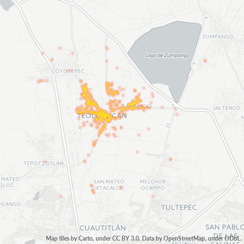 54770 Mapa de calor de densidad empresarial