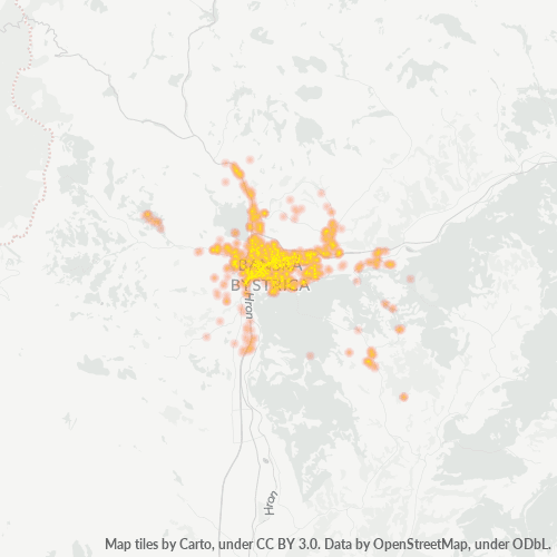 974 01 Teplotná mapa obchodnej hustoty