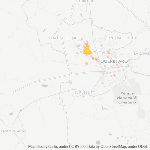 76114 Mapa de calor de densidad empresarial