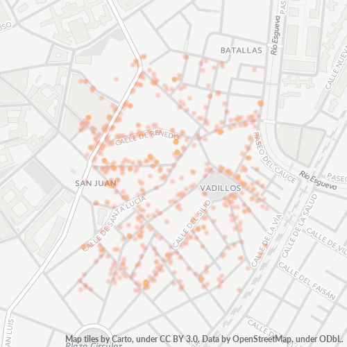 Mapa de calor para código postal 47005