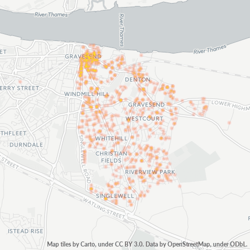 DA12 Business Density Heatmap