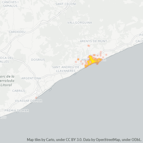 Mapa de calor para código postal 08350