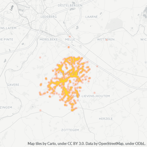 Heatmap voor postcode 9860