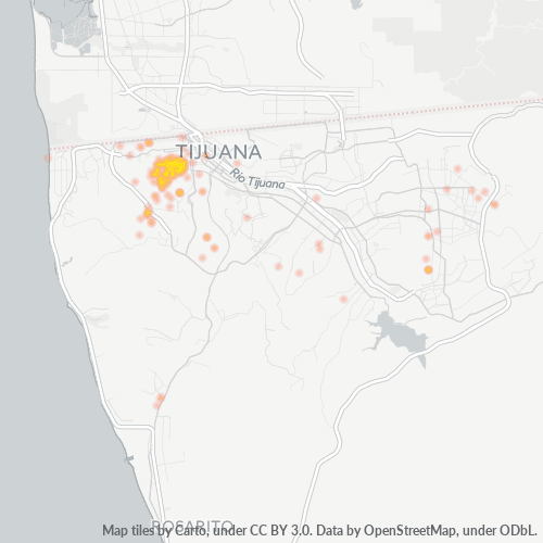 22055 Mapa de calor de densidad empresarial