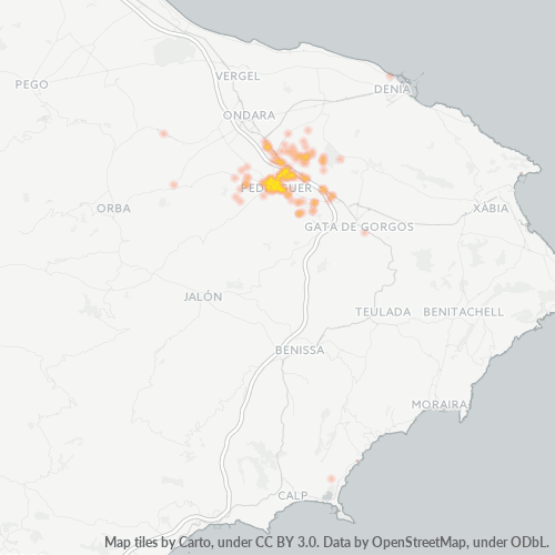 Mapa de calor para código postal 03750