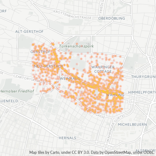 Heatmap für postleitzahl 1180