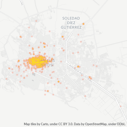 78250 Mapa de calor de densidad empresarial