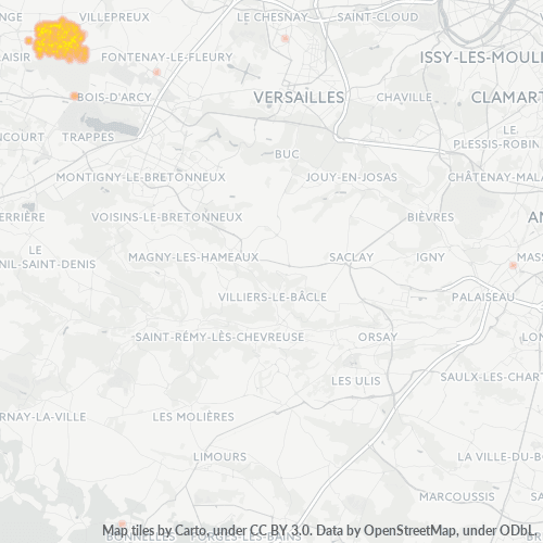 Carte de chaleur pour code postal 78340