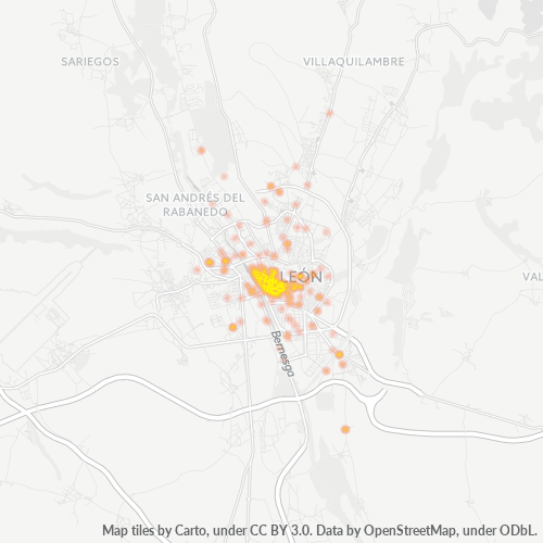 Mapa de calor para código postal 24001