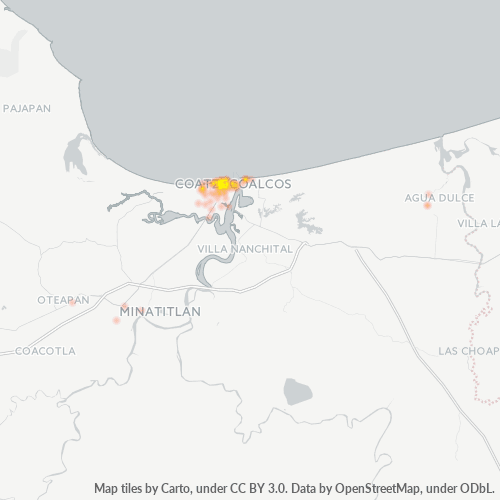 96410 Mapa de calor de densidad empresarial