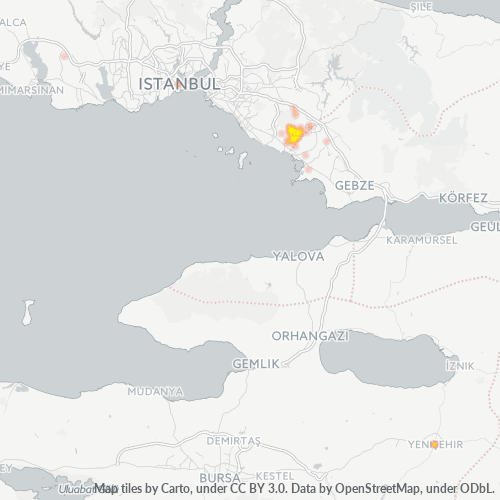 posta kodu 34909 için yoğunluk haritası