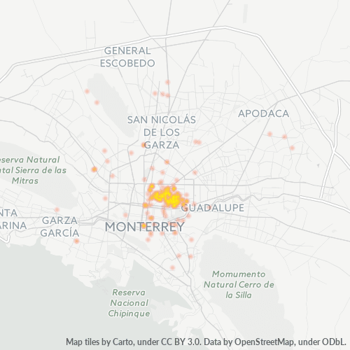 64550 Mapa de calor de densidad empresarial