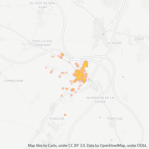 Mapa de calor para código postal 45210