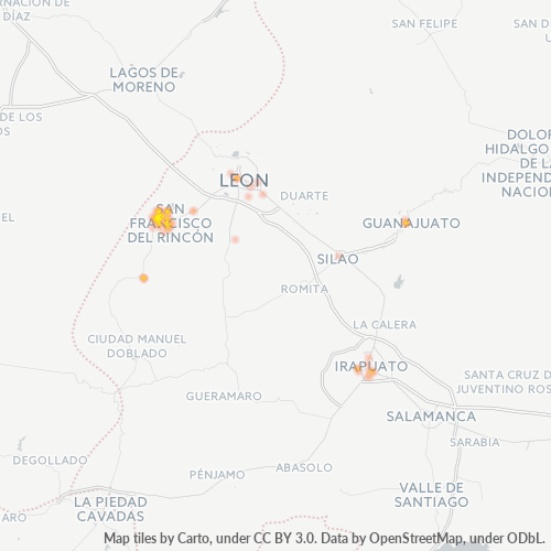 36400 Mapa de calor de densidad empresarial
