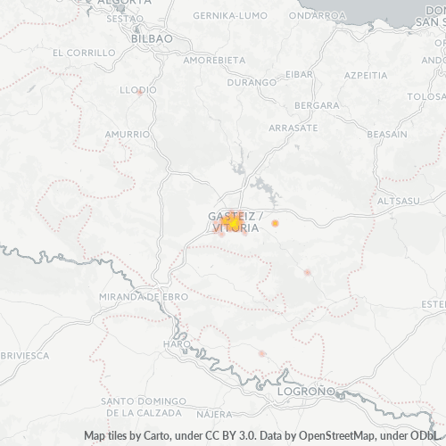 01001 Mapa de calor de densidad empresarial