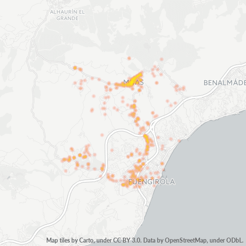 Mapa de calor para código postal 29650