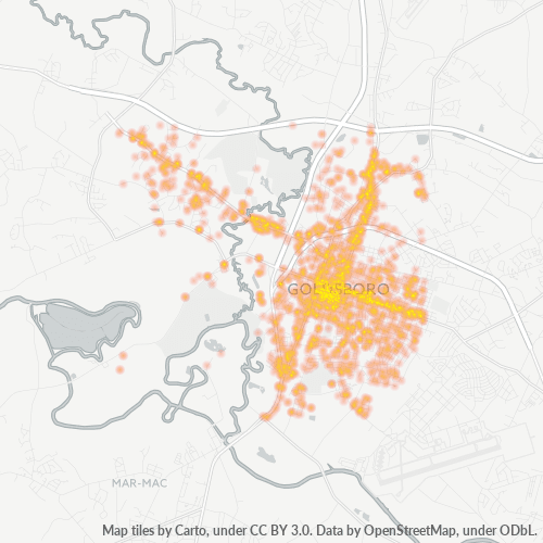 27530 Business Density Heatmap