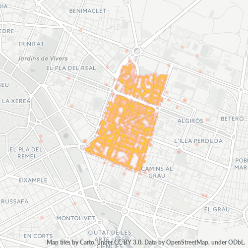 Mapa de calor para código postal 46021