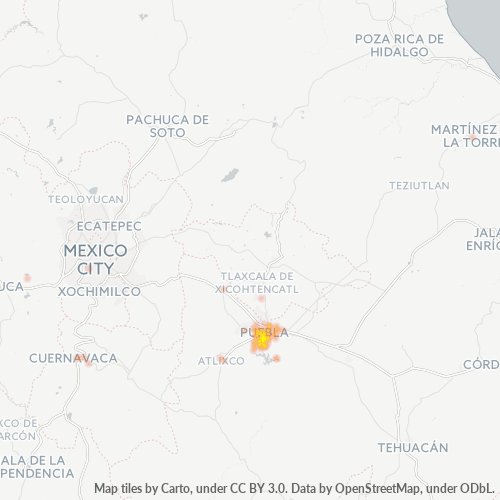 72550 Mapa de calor de densidad empresarial