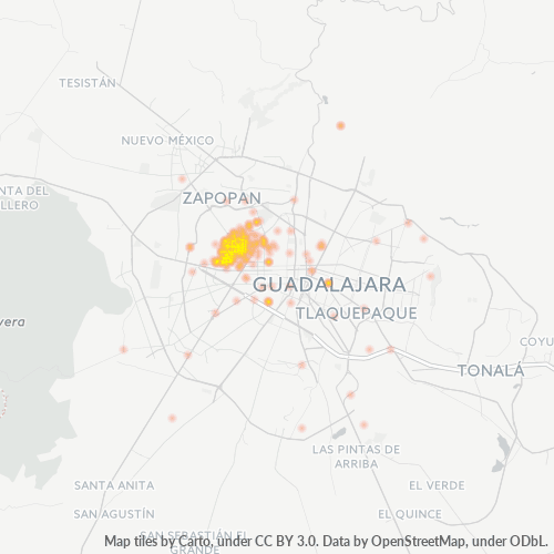 44670 Mapa de calor de densidad empresarial