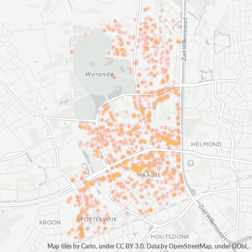 Heatmap voor postcode 5707
