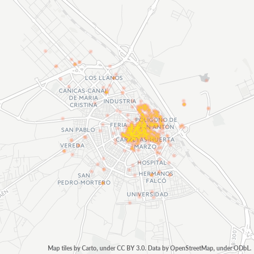 Mapa de calor para código postal 02001