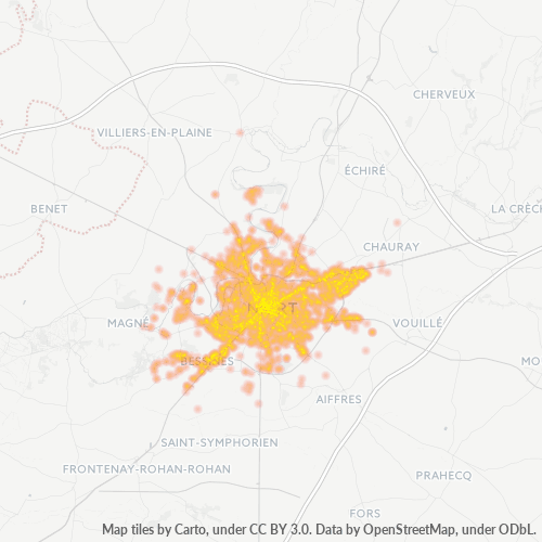 Carte de chaleur pour code postal 79000