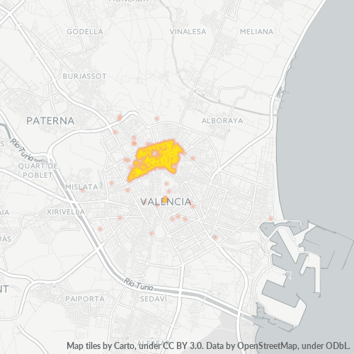 46009 Mapa de calor de densidad empresarial