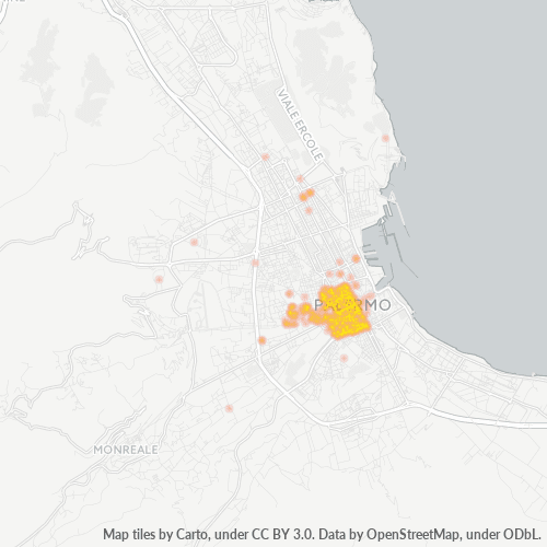 90134 Mappa di concentrazione per la densità di aziende
