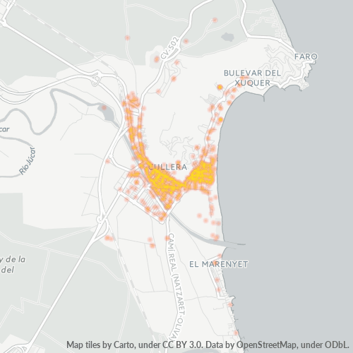 Mapa de calor para código postal 46400