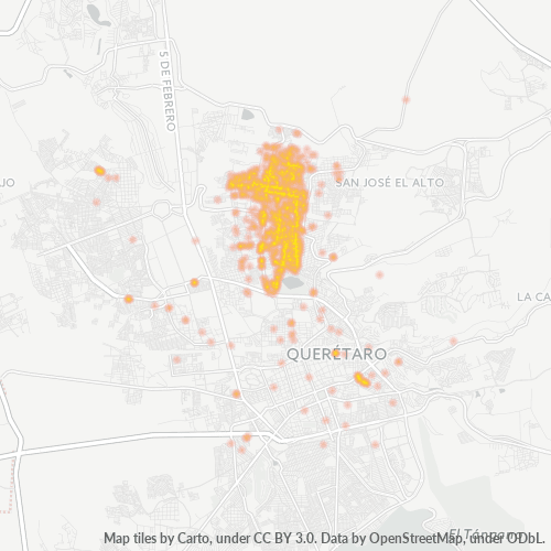 76148 Mapa de calor de densidad empresarial