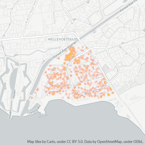 Heatmap voor postcode 3224