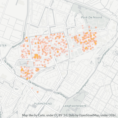Heatmap voor postcode 1442