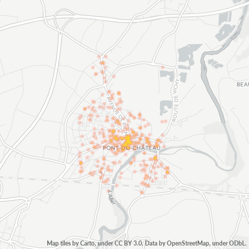 Carte de chaleur pour code postal 63430