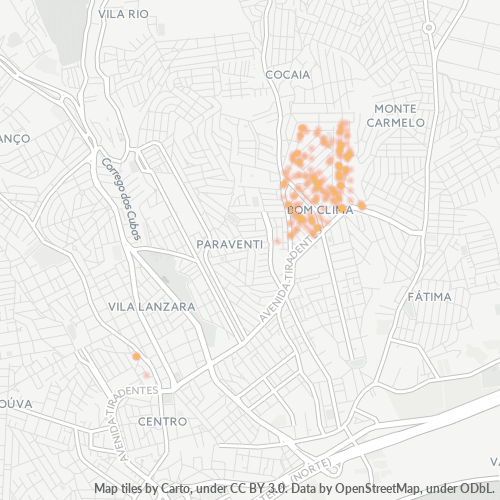 07122-000 Mapa de calor de densidad empresarial