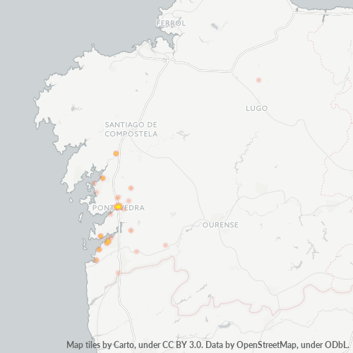 Mapa de calor para código postal 36002