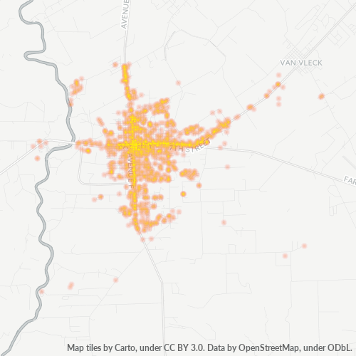 77414 Business Density Heatmap