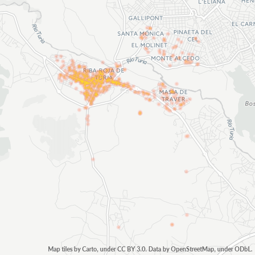 Mapa de calor para código postal 46190